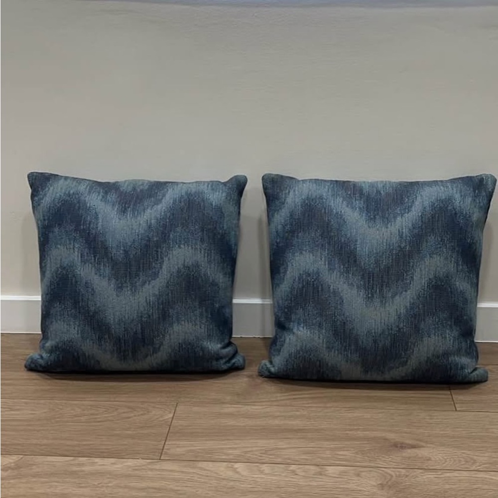 Blue Chevron Throw Pillow Set - CASE ONLY